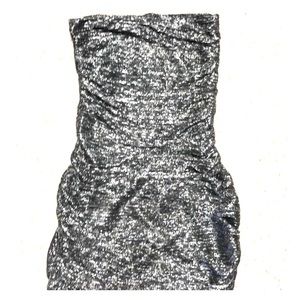 Black shiny mini dress